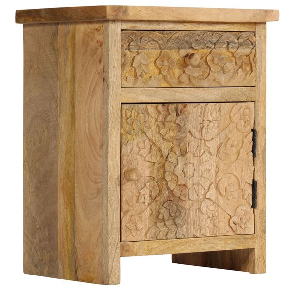 vidaXL Bedside Table Natural Wood Solid Mango Wood, Engineered Wood
