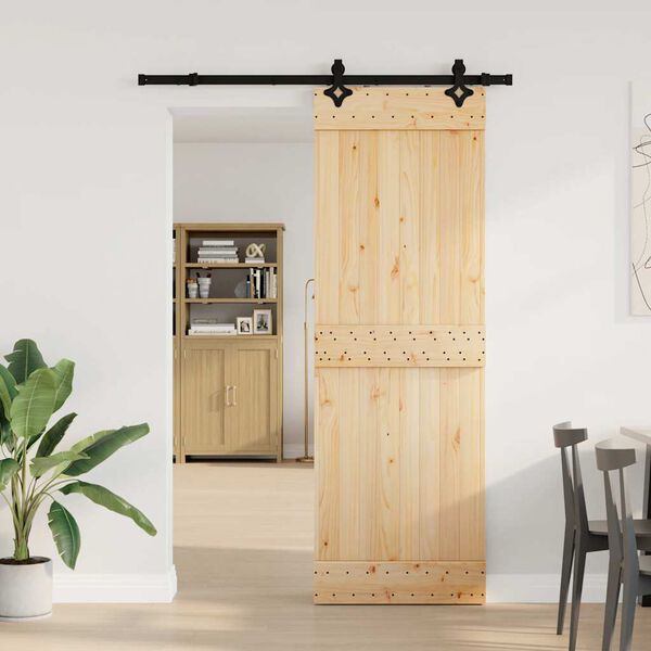 vidaXL Sliding Door with Hardware Set 27.6x82.7" Solid Wood Pine