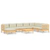 vidaXL Garden Lounge Set Cream Solid pine wood, fabric (100% polyester)