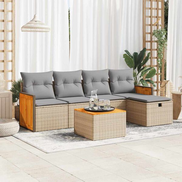 vidaXL Garden Sofa Set Beige, Light Grey