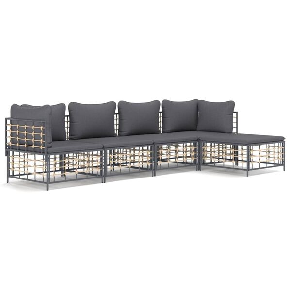 vidaXL Garden Lounge Set Anthracite Poly rattan Medium Modular