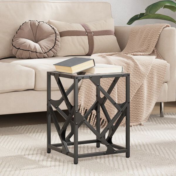 vidaXL Coffee Table Transparent, Steel Grey