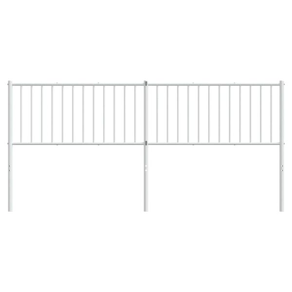 vidaXL Headboard White Powder-Coated Steel Double Bed