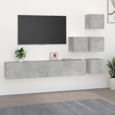 vidaXL Wall-mounted TV Stand Concrete Gray Engineered Wood