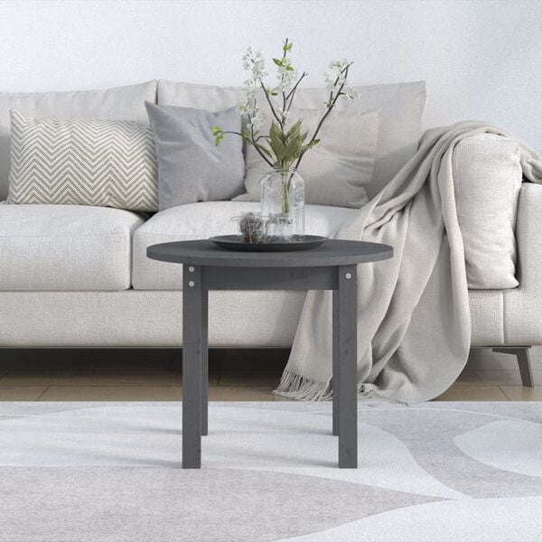 vidaXL Coffee Table Grey Solid pine wood Compact Simplistic