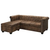 vidaXL L-shaped Chesterfield Sofa Artificial Leather Brown