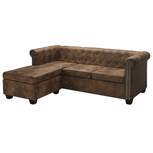 vidaXL Sofa Brown Faux leather, Wood Large