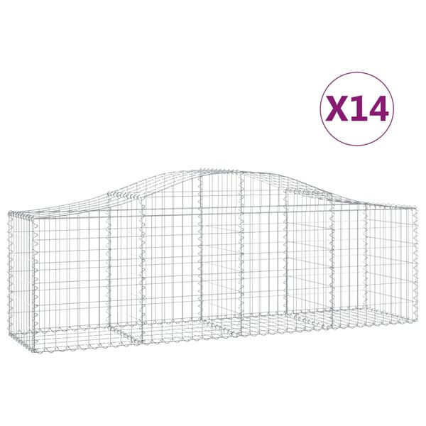vidaXL Gabion Basket Set of 14 Silver Galvanized iron Large