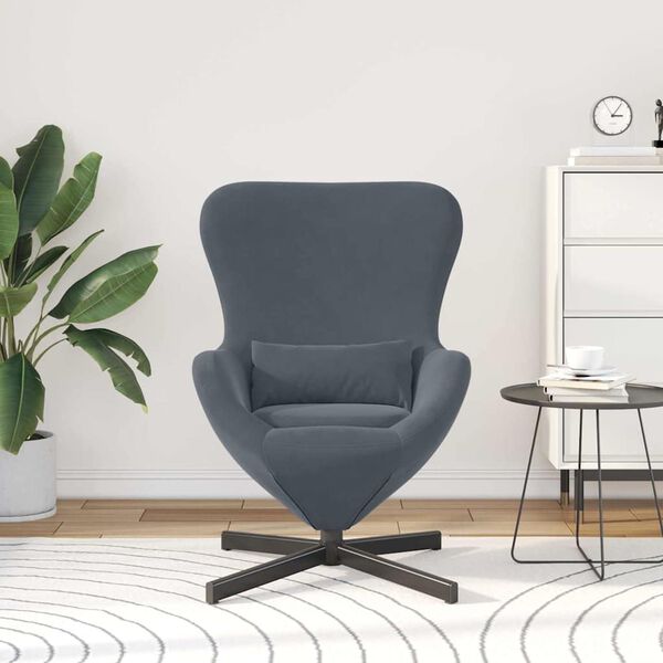 vidaXL Egg Chair Dark Grey 24.80 x 28.74 x 35.43 in Velvet