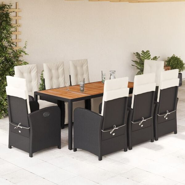 vidaXL Garden Dining Set Black, Cream White