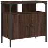 vidaXL Bathroom Sink Cabinet Brown Oak Engineered Wood, Powder-Coated Steel