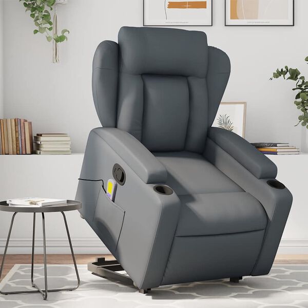 vidaXL Stand Up Massage Recliner Chair Gray