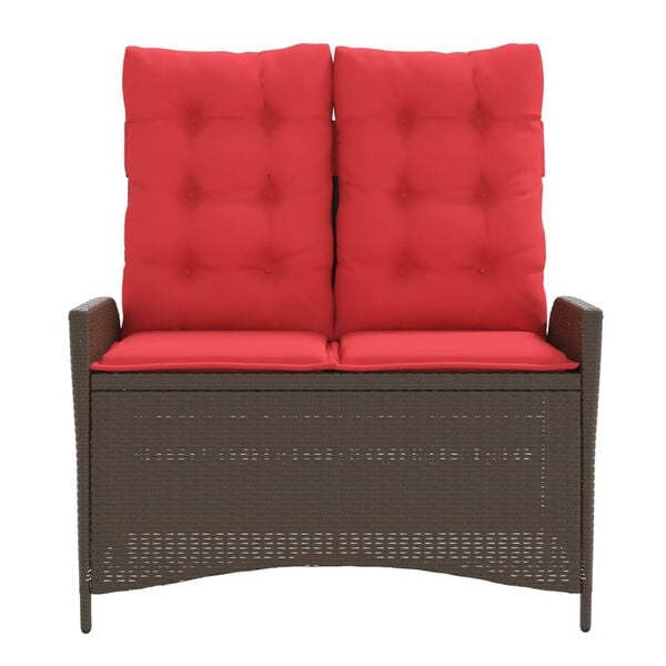 vidaXL Reclining Garden Bench Brown PE rattan Medium