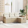 vidaXL Garden Sofa Set with Cushion 4 pcs Beige and Cream Poly Rattan