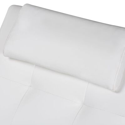 vidaXL Chaise Longue with Pillow White Faux Leather