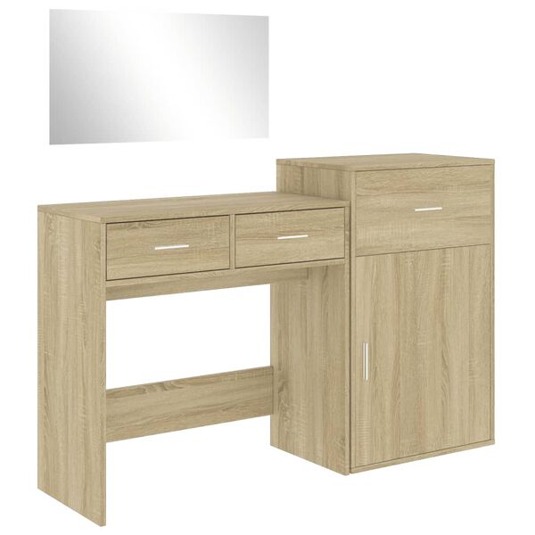 vidaXL Dressing Table Set Sonoma oak Engineered wood, Glass Standard