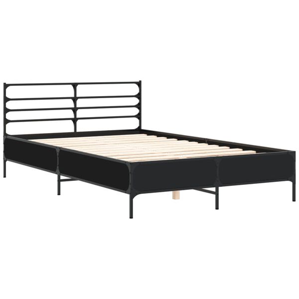 vidaXL Bed Frame Black Engineered wood Small Double Durable Bed Frame