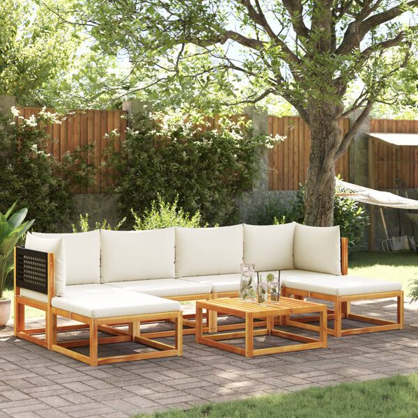 vidaXL Garden Sofa Set Black, Cream white