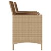 vidaXL Patio Sofa 2-Seater with Table and Cushions Beige Poly Rattan