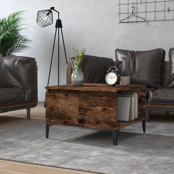 vidaXL Coffee Table Smoked Oak Engineered wood, Metal Medium