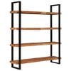 vidaXL Bookcase Natural Wood, Black Solid Acacia wood, Iron Large
