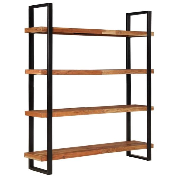 vidaXL Bookcase Natural Wood, Black Solid Acacia wood, Iron Large