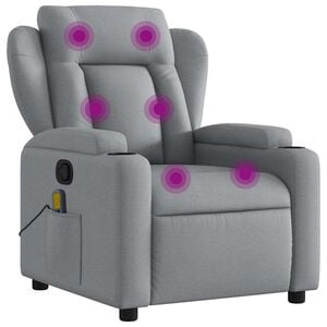 vidaXL Massage Recliner Chair Light grey 100% polyester, metal, plywood
