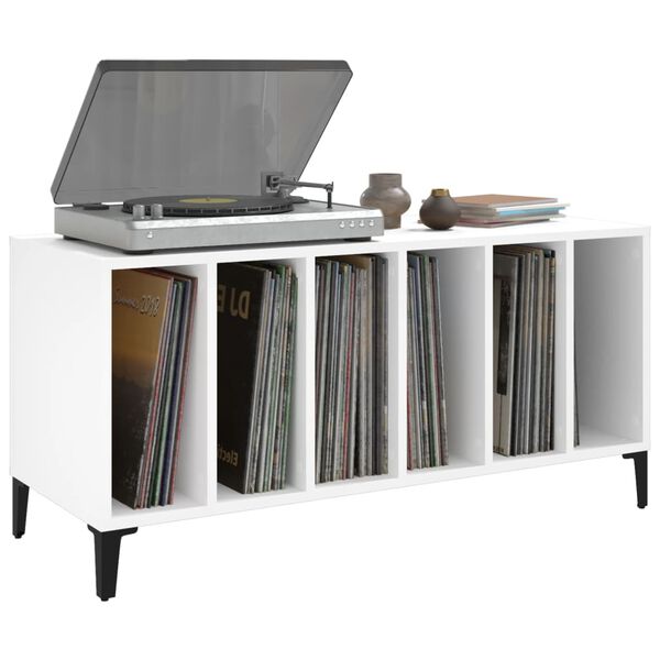 vidaXL Record Cabinet White Engineered wood, metal Medium Record Cabinet