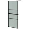vidaXL Walk-in Shower Wall with Shelf Black 35.4"x76.8" ESG Glass&Aluminum
