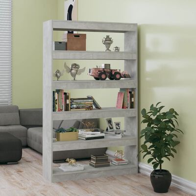 vidaXL Book Cabinet/Room Divider Concrete Gray 39.4"x11.8"x65.4"