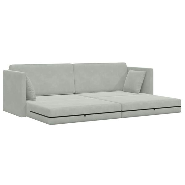 vidaXL Floor Sofa Bed Light Grey 83.86 x 27.56 x 30.31 in Velvet