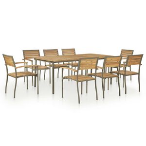 vidaXL Outdoor Dining Set Natural and grey