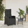vidaXL Reclining Garden Chair Black PE Rattan Adjustable Footrests