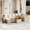 vidaXL Garden Sofa Set Beige PE Rattan Large Adjustable Armrests