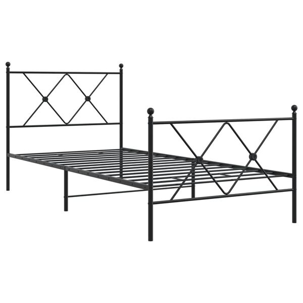 vidaXL Bed Frame Black Steel Twin Bed Frame Rectangular Tough