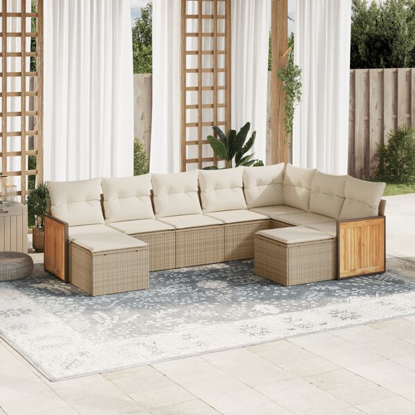 vidaXL Garden Sofa Set Beige PE Rattan Large Modular Garden Sofa Set
