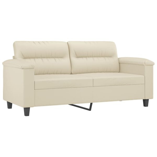 vidaXL Sofa Set Cream Faux leather, Metal, Plywood, Foam 2-Seater