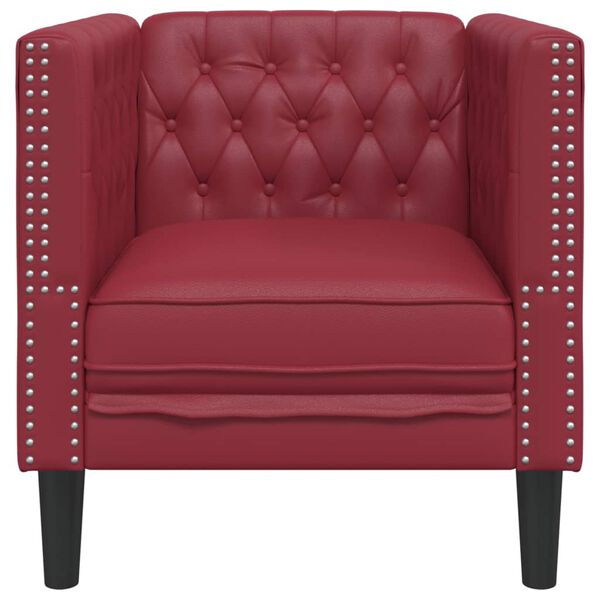 vidaXL Chesterfield Sofa Chair Wine Red Faux leather, plywood, solid wood