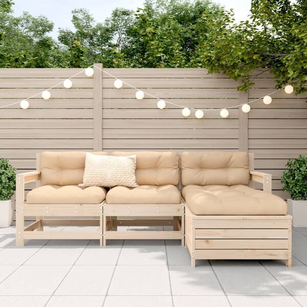 vidaXL Garden Sofa Set Natural wood Solid pine wood Large Modular