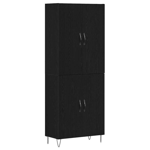 vidaXL Highboard 2 pcs Black Oak Engineered Wood and Glass