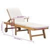 vidaXL Sunlounger Cream Solid Teak wood Adjustable Footrests Sunlounger