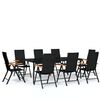 vidaXL Garden Dining Set Black Powder-coated steel Foldable Dining Set