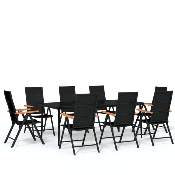 vidaXL Garden Dining Set Black Powder-coated steel Foldable Dining Set