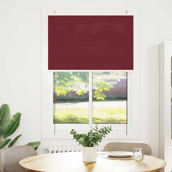 vidaXL Pleated Blind Bordeaux Red 100% Polyester 35.4 x 59.1 in