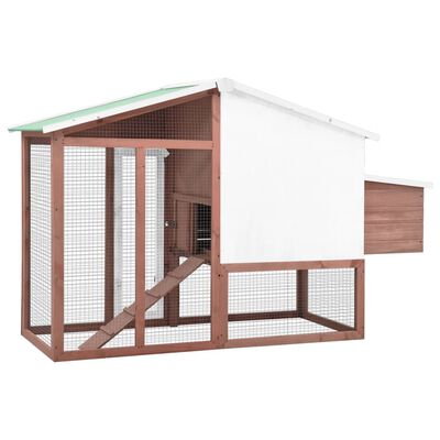 vidaXL Chicken Coop with Nest Box Mocha and White Solid Fir Wood