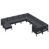 vidaXL Garden Lounge Set Black Solid pine wood, polyester fabric Large