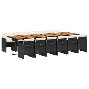 vidaXL Patio Dining Set Set of 12 Black and Brown