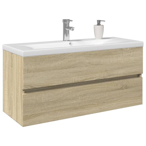 vidaXL Bathroom Furniture Set Sonoma oak and white