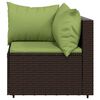 vidaXL Patio Lounge Set Brown with Green Cushions