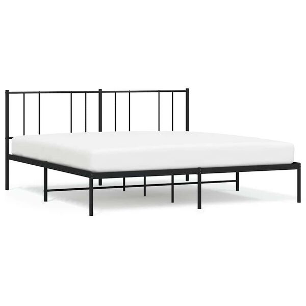 vidaXL Bed Frame Black Powder-Coated Steel 72 x 84 in Bed Frame